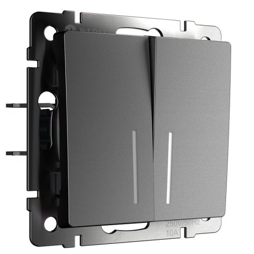 Переключатель с подсветкой без рамки Werkel 2-кл. проходной графит матовый фото Переключатель с подсветкой без рамки Werkel 2-кл. проходной графит матовый картинка